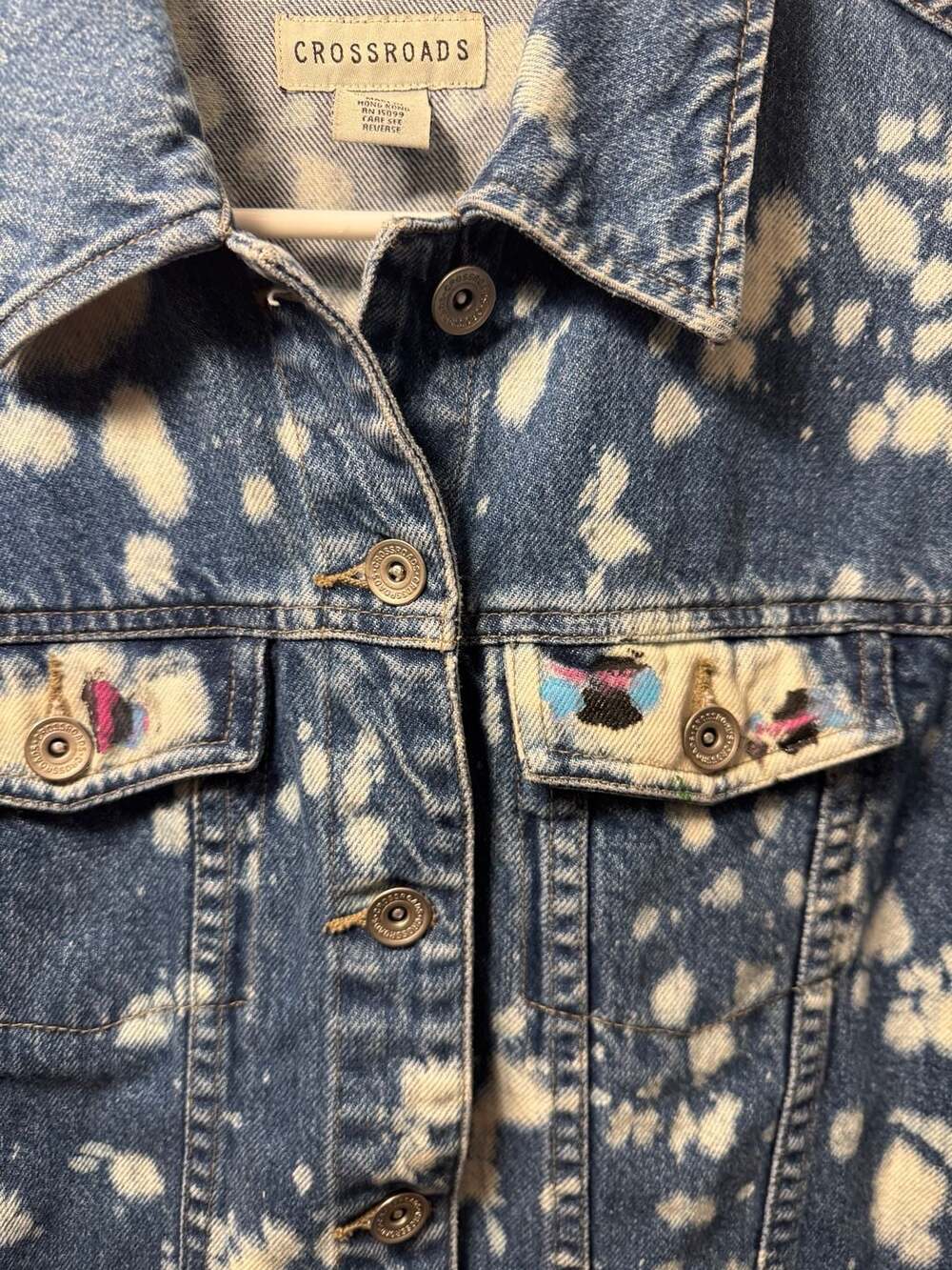 Vintage Crossroads Bleached Denim Jacket with Def Leppard High 'n' Dry Back Patc - Picture 4 of 9